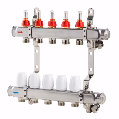 Collecteur inox pour plancher chauffant – 9 circuits