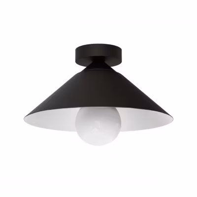 LUMICOM – CHAPEAU Plafonnier, 1XE27, max 42W, métal, noir mat/blanc, D25cm