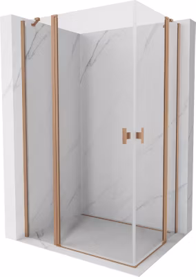 Mexen Mist Duo cabine de douche pivotante 115 x 80 cm, transparent, cuivre brossé – 8A4-115-080-65-00