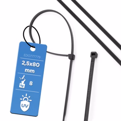 Colliers de serrage colliers de câblage sans halogène 2,5 x 80 mm noirs UV EDO777779 lot de 100 pcs