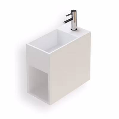 Lave-mains Suspendu PALMA D 40 cm en Solid Surface Blanc mat – Compact et Résistant pour Salle de Bain