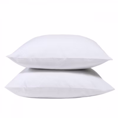 Lot de 2 Taies d&rsquo;oreiller unies 65x65cm PERCALE BLANC