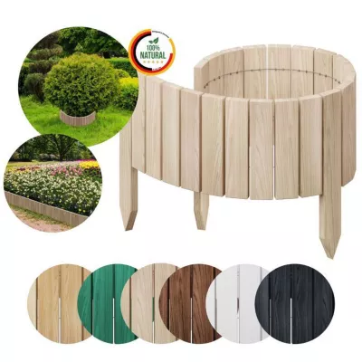Floranica Bordure flexible de parterre non Imprégnée 100 x 10 cm Non-traité (raccourcissable) Clôture en bois en pin