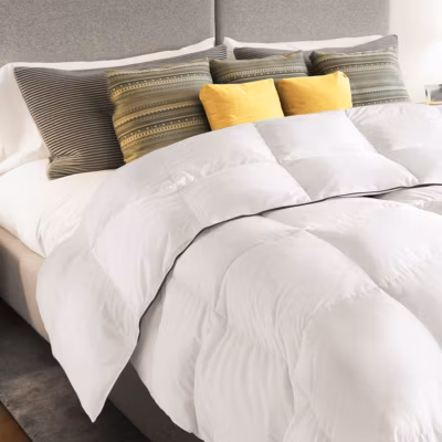 Couette 220×240 CM AELA blanche en plume d&rsquo;oie anti acarien 500 gr
