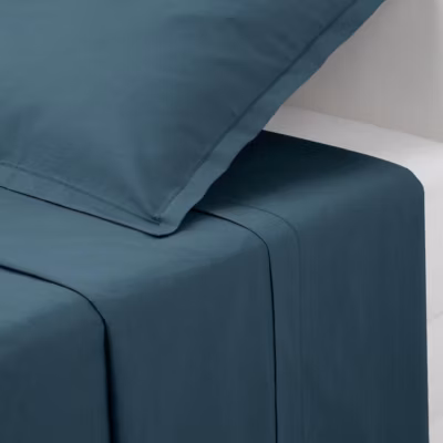 Drap plat Carina en coton 240x290cm bleu orage – Atmosphera
