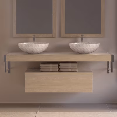 Plan 110 cm en bois aspect lamellé collé recoupable + fixation