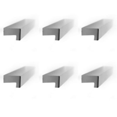 6 Un. poignées de meuble cuisine et salle de bain profil  aluminium anodisé Ext. 150X12MM – – entraxe  128MM