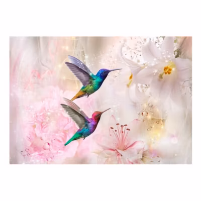 Papier peint intissé panoramique animaux colourful hummingbirds (pink) 100×70 cm