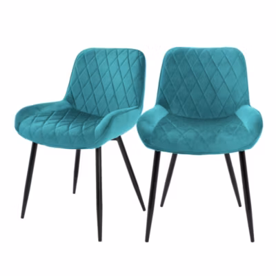 Set de 4 chaises de salle à manger rembourré velours pétrole fauteuils moderne