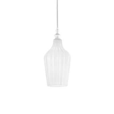 Cleofe – Suspension en verre transparent et blanc – Douille 1XE27, style vintage, 1XE27 max 1X60W, d.18cm, ampoules exclues