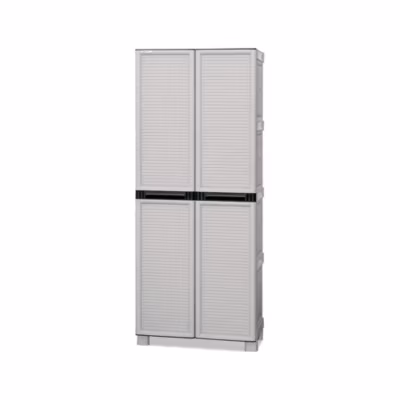 Armoire d&rsquo;extérieur Namur, Armoire polyvalente, Armoire de buanderie, Armoire d&rsquo;extérieur, Gris clair, 70x39h172 cm