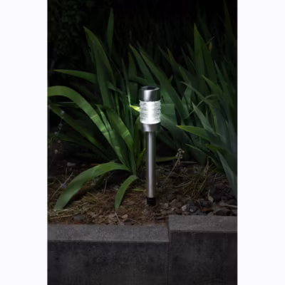 Balise solaire en inox verre à planter ou à poser- Hauteur 52cm- 1 LED blanche- 3 Lumens- Eclairage extérieur Jardin