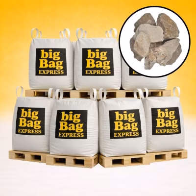 PACK 7 X BIG BAG de +/- 1,5T Pierre à Gabion Ocre Beige 70/120 mm – Livraison PREMIUM