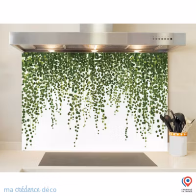 Crédence cuisine fond de hotte Végétation lierre – Alu composite – L 90 cm x H 50 cm – MaCrédenceDéco