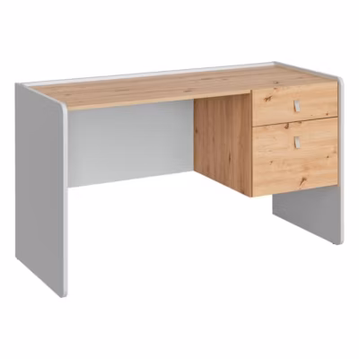 Bureau 1 Niche & 1 Tiroir « Vivero » 134cm Gris & Naturel