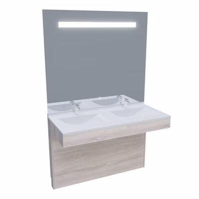 Meuble ALTEA 120 cm avec plan double vasque et miroir led Elégance – Cambrian oak