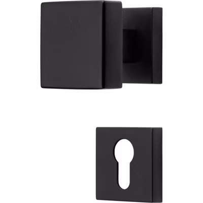 2 boutons rosace carrée A CLIPSER, Rosace trou de clé I pour cylindre, finition noir garanti 5 ans, pour porte d&rsquo;entrée.