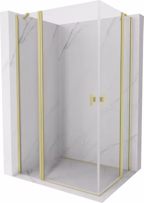 Mexen Mist Duo cabine de douche pivotante 120 x 95 cm, transparente, or brossé – 8A4-120-095-55-00