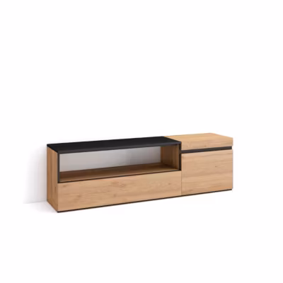 Meuble TV 150x35x45cm couleur chêne et noir