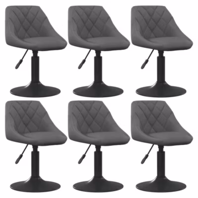Prolenta Premium –  Chaises pivotantes à manger lot de 6 gris foncé velours