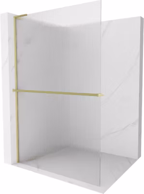 Mexen Kioto+ L panneau de douche avec étagère Walk-in 100 x 200 cm, rayures, or brossé – 800-100-123-55-09
