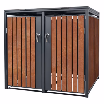 Abri pour 2 poubelles ML-Design 132x80x116,3cm 240L anthracite/aspect rouillé acier couvercle/porte
