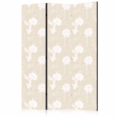 Paravent -Poissons orientaux lumineux beige sable délicat