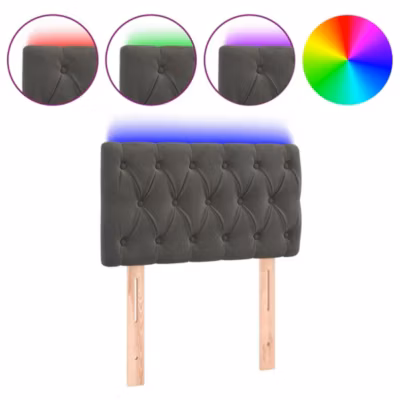 vidaXL Tête de Lit à LED Meuble de Chambre à Coucher Accessoire de Lit Simple Tête de Cadre de Lit Intérieur Gris Foncé 3121979