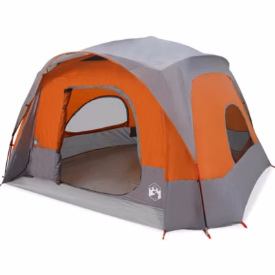 Tente de cabine familiale 6 personnes gris orange imperméable vidaXL
