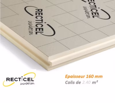 Eurotoit M 160 mm Colis de 2.40 m² R7.25 Panneau polyuréthane 1200X1000 mm pour le toit par l&rsquo;extérieur