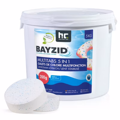 5 kg Galets de Chlore (200g) Multifonction 5 en 1 pour Piscine – Entretien et Nettoyage en 5 Phases – pour Une Eau Limpide
