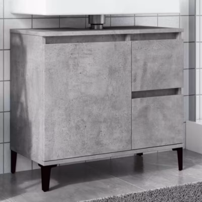 ZMH Armoire d&rsquo;évier gris béton 65x33x60 cm bois d&rsquo;ingénierie