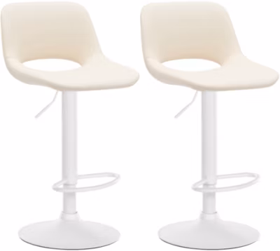 Lot de 2 tabourets de bar Camden, recouverts de similicuir Métalblancmat/Crème