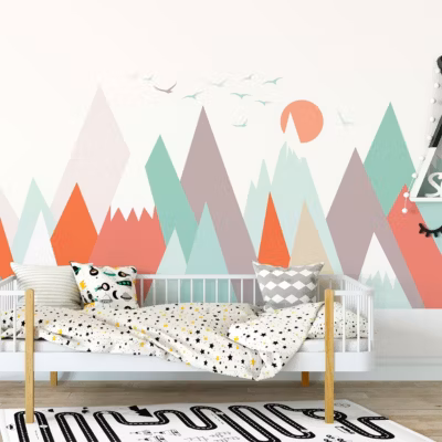 Stickers enfant montagnes scandinaves melanika 50 x 75 cm