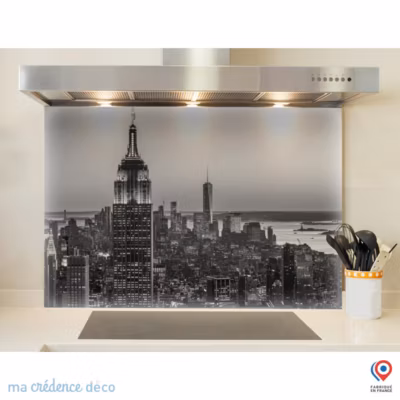 Crédence cuisine fond de hotte New York – Alu composite – L 90 cm x H 50 cm – MaCrédenceDéco