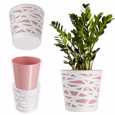 KADAX Pot de Fleurs Cache-Pot en Plastique Insert pour Fleurs Plantes 13 cm Rose