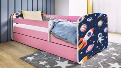 Lit enfant avec tiroir et barrière- Cosmos – 70 x 140 cm