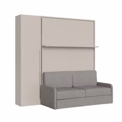 Versia Sofà 160 lit double escamotable vertical avec canapé, étagère et 1 armoire porte gauche Argilla
