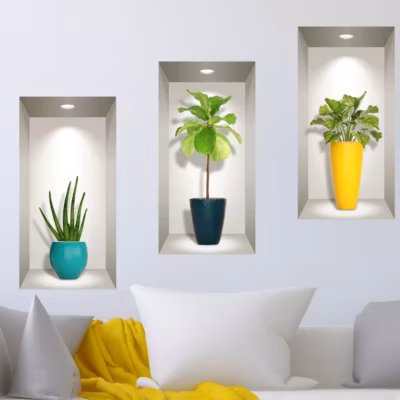 Sticker effet 3D plantes du sud 80 x 120 cm