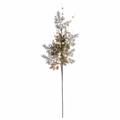 Branche feuilles vertes billes dorées 75cm – feeric lights & christmas