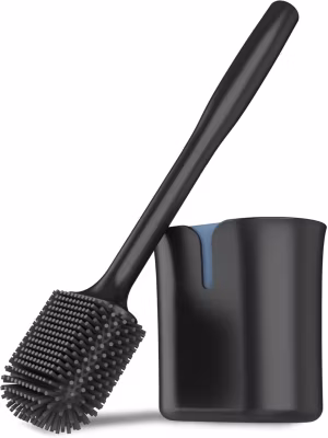 Brosse WC Noire en TPR avec Support et Poignée Longue