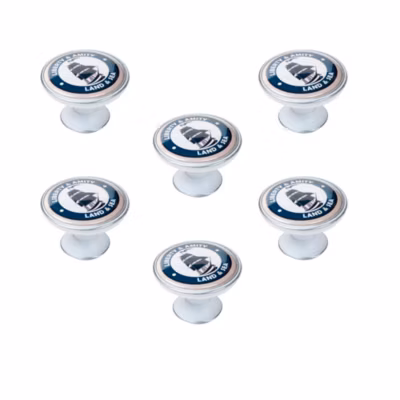 6 Un. bouton poignées de meuble Vintage Retro métal argent patine blanc RUDDER  – diamètre  37MM