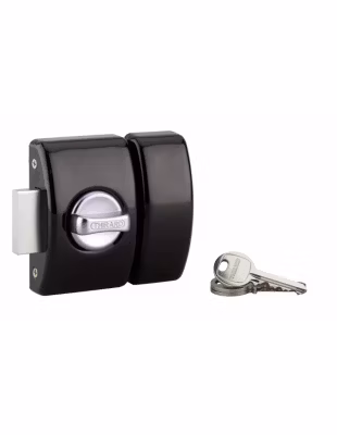 Verrou à bouton Design 5 pour porte d&rsquo;entrée, cylindre 50mm, acier, 3 clés, noir – THIRARD