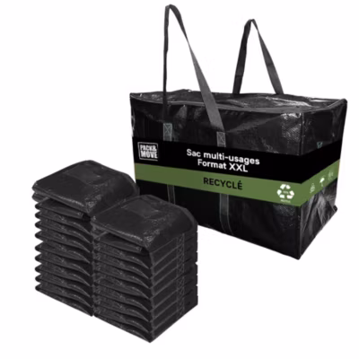 Lot 16 Grands Sacs Déménagement Recyclé – Rangement Et Transport Ultra Résistant – Réutilisable – Poignées Solides – 100L