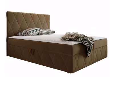 Lit continental Comfivo 225, Double, Marron, Tissu, Disponible