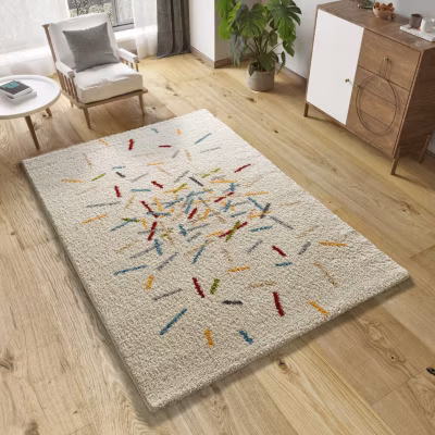 Tapis intérieur ATTICGO multicolore rectangulaire shaggy géométrique 60×120 cm BREMEN