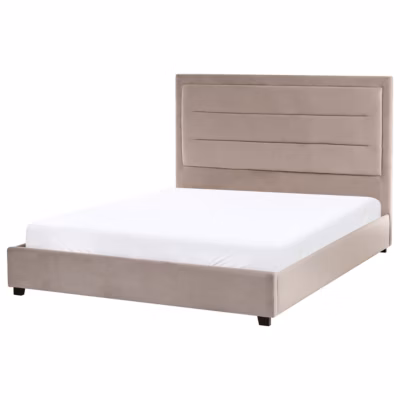 Lit avec sommier Velours ROUEN 140 x 200 cm Taupe