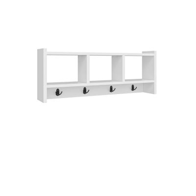 Etagère murale 3 niches de rangement et 4 patères HESTIA