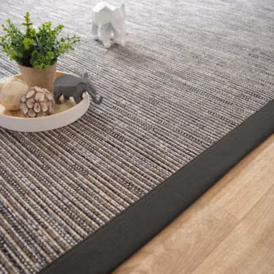 Tapis intérieur / extérieur – Bornéo silver – Ganse anthracite – 200 x 200 cm