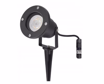 Spot Extérieur avec Piquet GU10 HORTUS Noir, Étanche IP65, Lampe de Jardin à Piquer avec Connecteur de Câble Étanche IP68